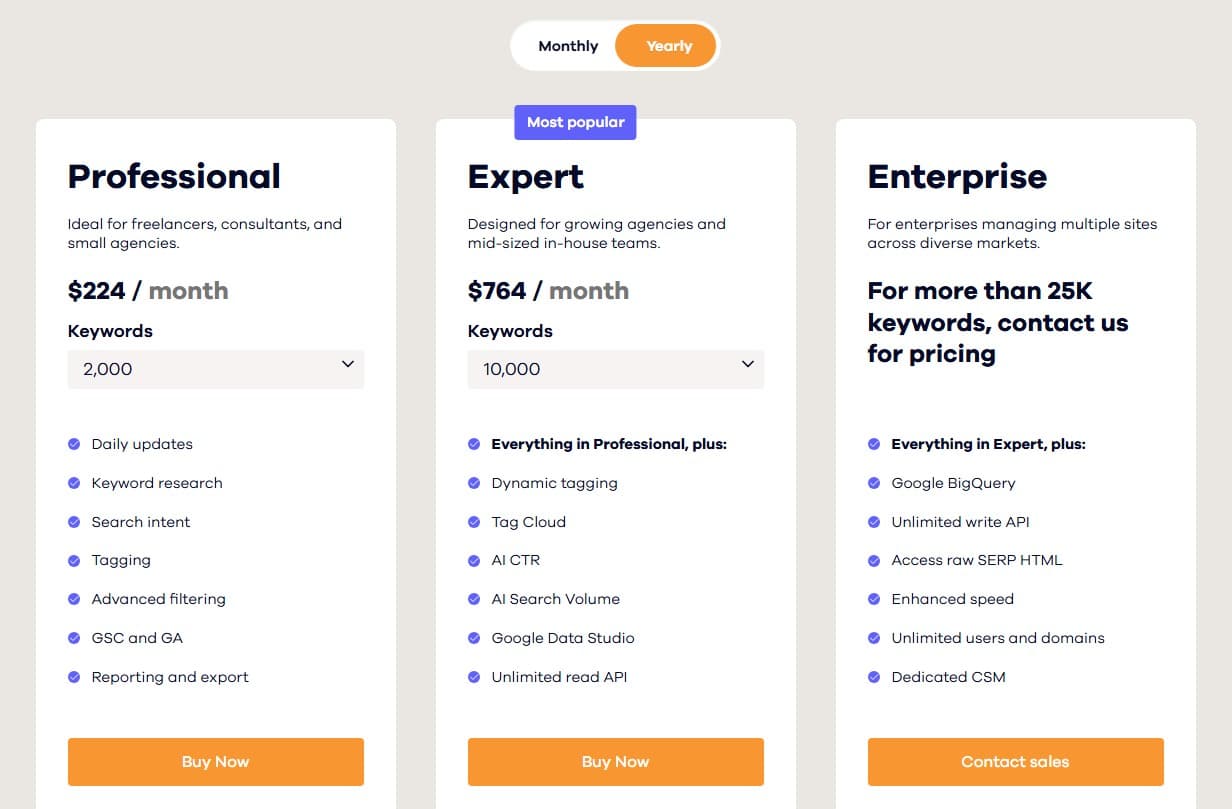 AccuRanker Plan Pricing