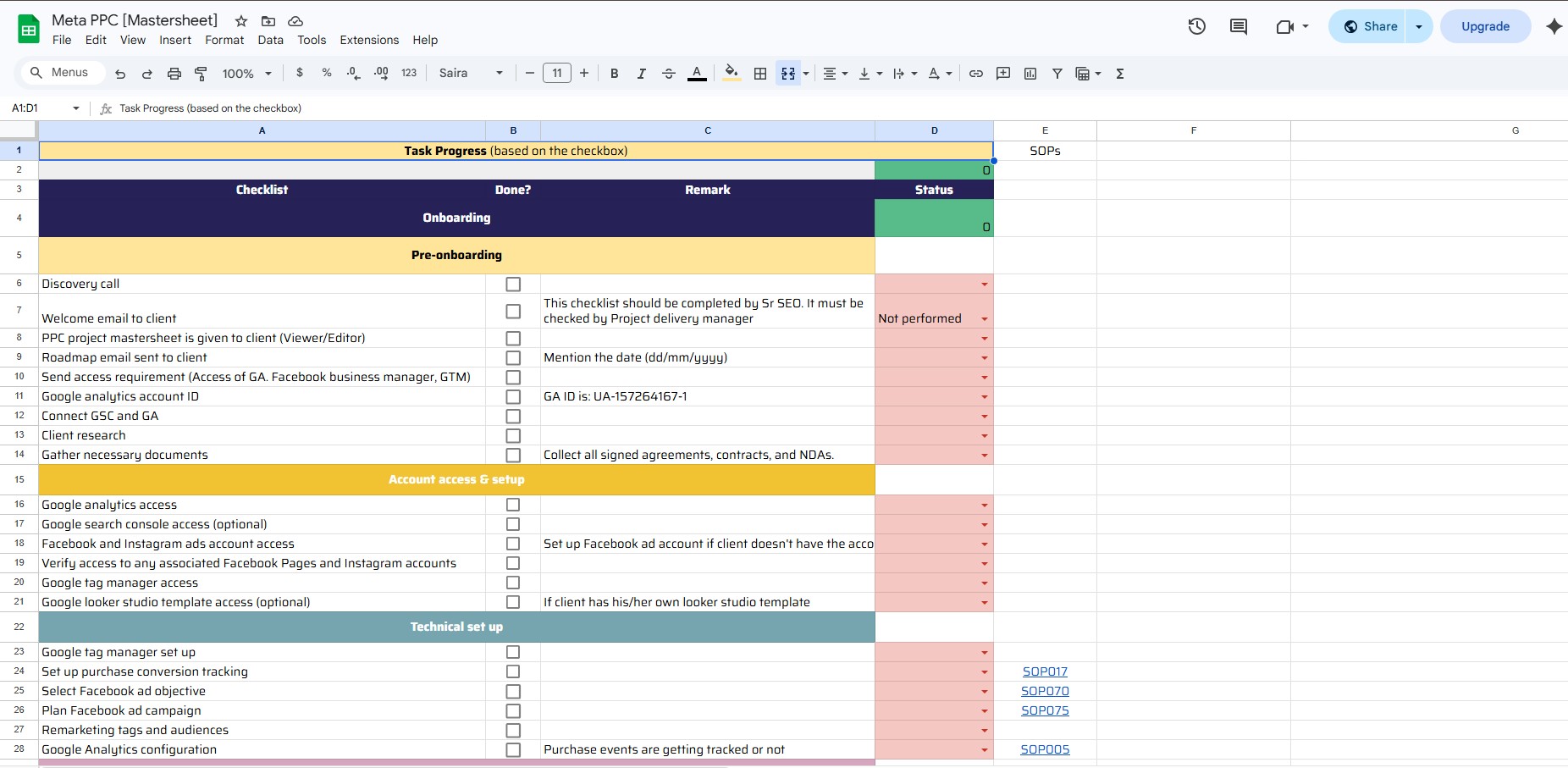 Meta Ads Mastersheet
