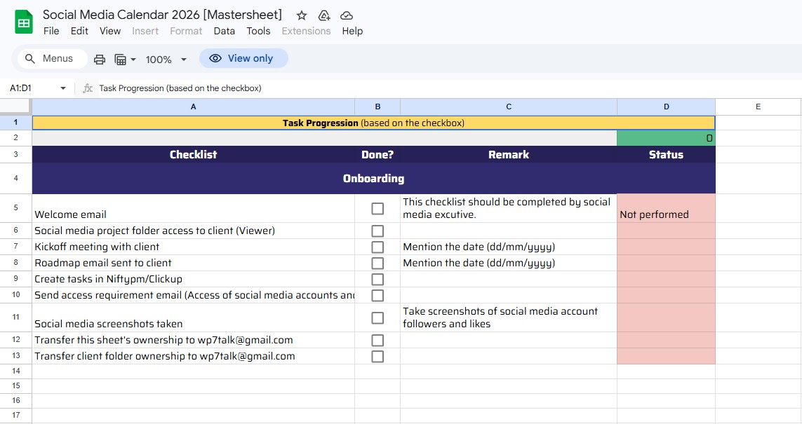 Social Media Mastersheet